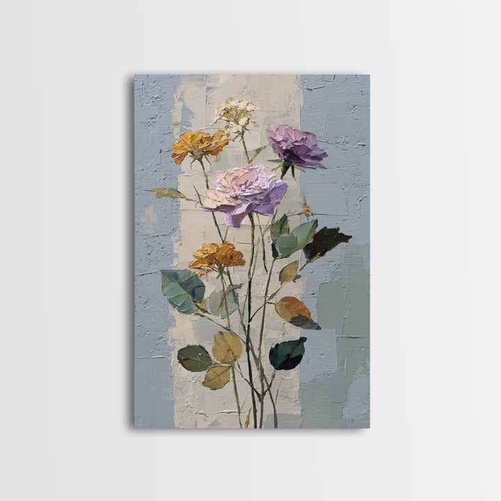 Caf Table with Flowers and Morning Light Framed Canvas Print, Impressionist Art, Home Decor, Living Room Decor, Impression, IMP-2x3-18