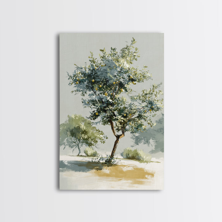 Apple Tree in Summer Orchard Framed Canvas Print, Impressionist Art, Large Wall Art, Living Room Decor, Fine Art, Impression, IMP-2x3-25