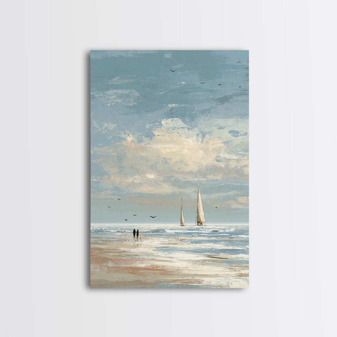 Coastal Beach Figures Canvas Print, Impressionist Art, Home Decor, Living Room Decor, Fine Art, Impression, Horizontal Wall Art, IMP-2x3-27