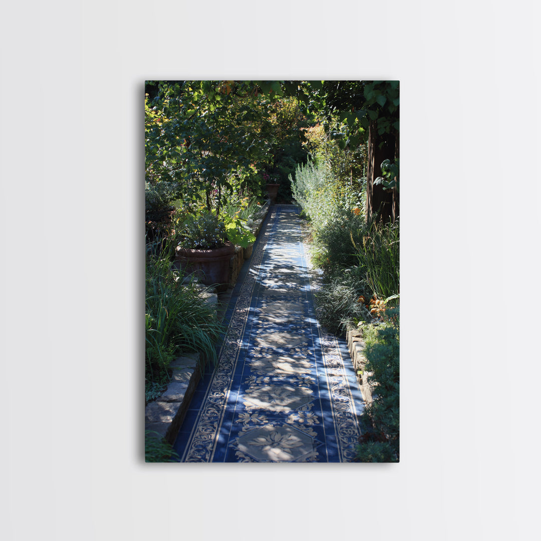 Garden Path Covered Framed Canvas Print, Impressionist Art, Printable Wall Art, Living Room Decor, Watercolor Art, Impression, IMP-2x3-34