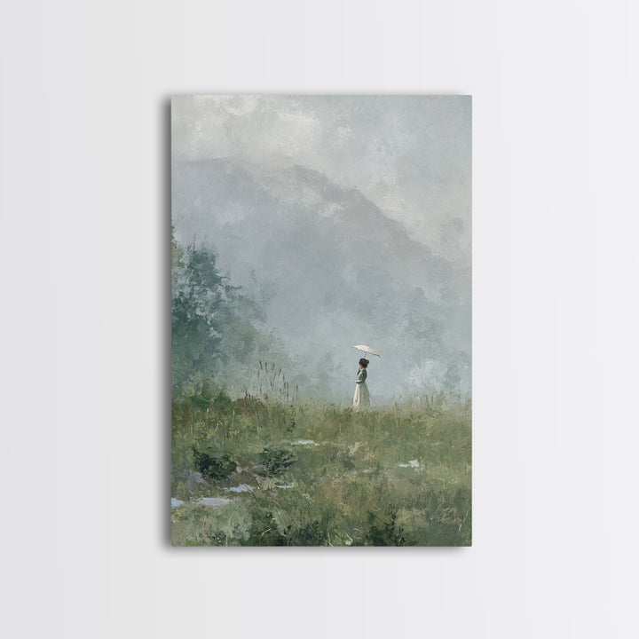 Woman with Parasol in Breezy Meadow Canvas Print, Impressionist Art, Original Art, Living Room Decor, Fine Art, Impression, IMP-2x3-35