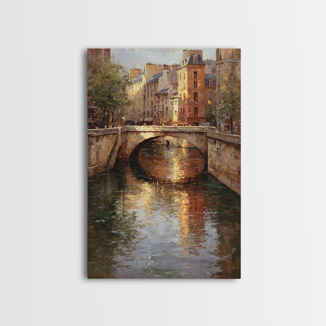 Paris Bridge Reflected Canvas Print, Impressionist Art, Bedroom Decor, Living Room Decor, Fine Art, Impression, Modern Art, IMP-2x3-39