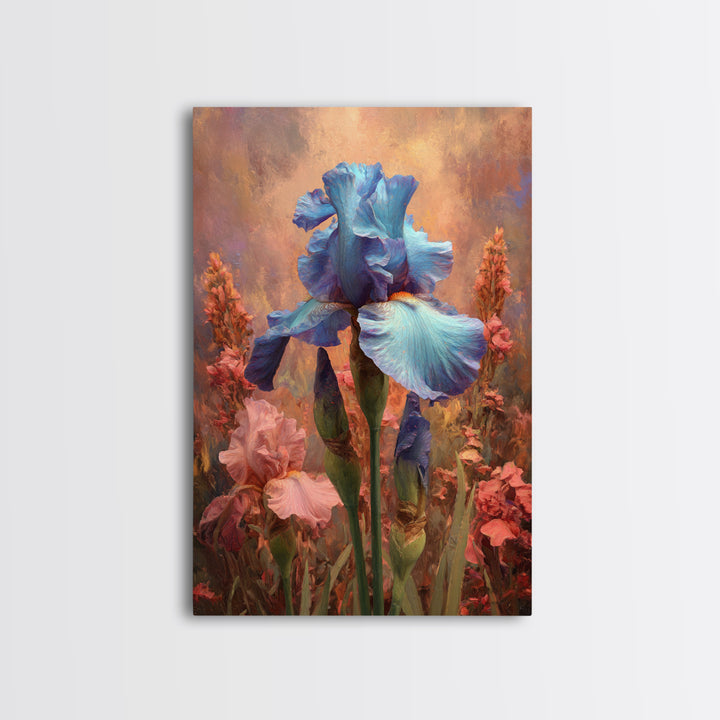 Iris Garden with Blue Violet Strokes Canvas Print, Impressionist Art, Contemporary Art, Living Room Decor, Impression, IMP-2x3-4