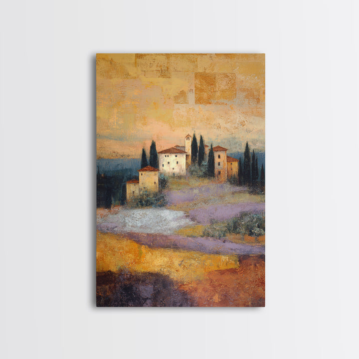 Sunset over Lavender Field Framed Canvas Print, Impressionist Art, Wall Decor, Living Room Decor, Fine Art, Impression, IMP-2x3-46