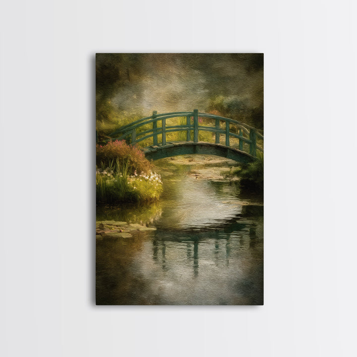Water Garden Bridge Canvas Print, Impressionist Art, Painting, Living Room Decor, Oil Painting, Impression, Wall Art Framed, IMP-2x3-50