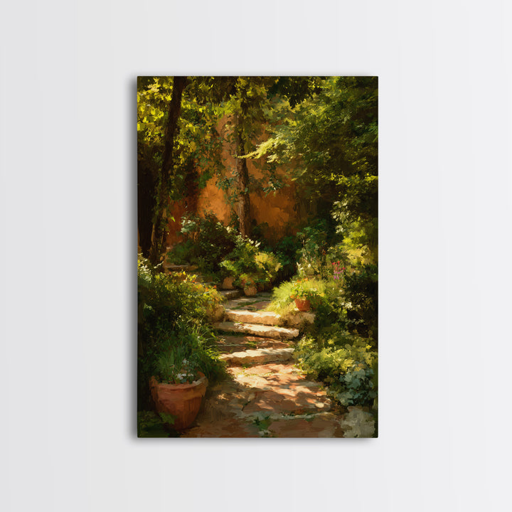 Garden Path Covered Canvas Print, Impressionist Art, Textured Wall Art, Living Room Decor, Impression, Landscape Painting, IMP-2x3-58