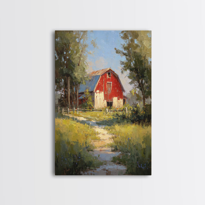 Country Lane with Flickering Sunlight Framed Canvas Print, Impressionist Art, Minimalist Decor, Living Room Decor, Impression, IMP-2x3-6