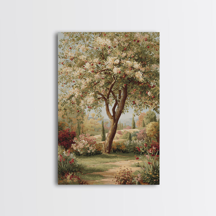 Apple Tree in Summer Orchard Framed Canvas Print, Impressionist Art, Coastal Wall Art, Living Room Decor, Fine Art, Impression, IMP-2x3-73