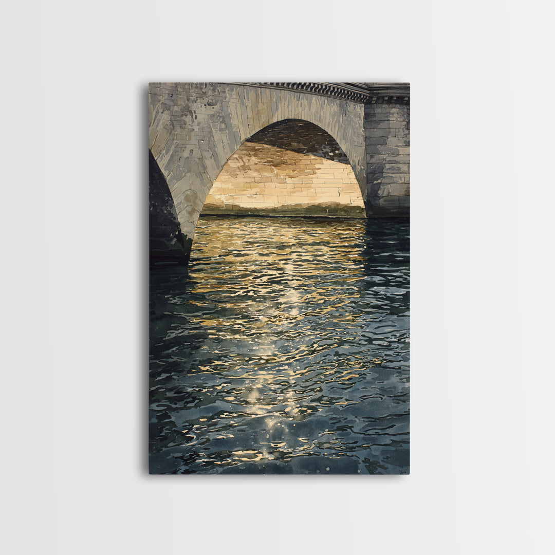 Paris Bridge Reflected Framed Canvas Print, Impressionist Art, Colorful Wall Art, Living Room Decor, Fine Art, Impression, IMP-2x3-87