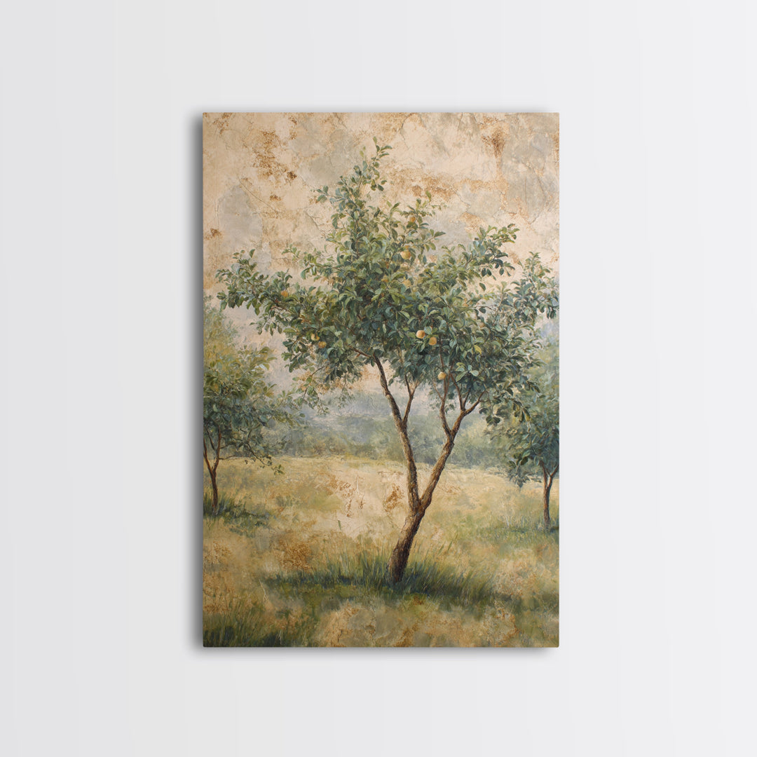 Apple Tree in Summer Orchard Framed Canvas Print, Impressionist Art, Coastal Wall Art, Living Room Decor, Fine Art, Impression, IMP-2x3-97