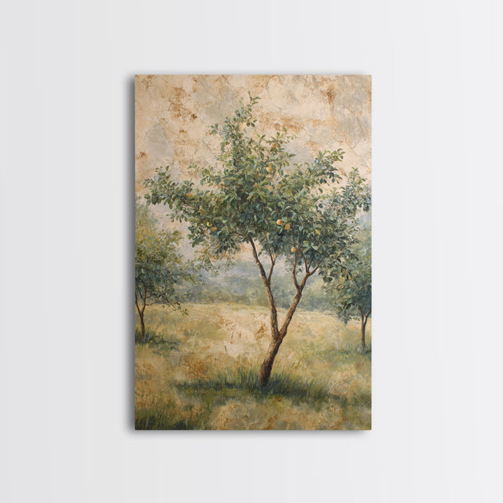 Apple Tree in Summer Orchard Framed Canvas Print, Impressionist Art, Coastal Wall Art, Living Room Decor, Fine Art, Impression, IMP-2x3-97