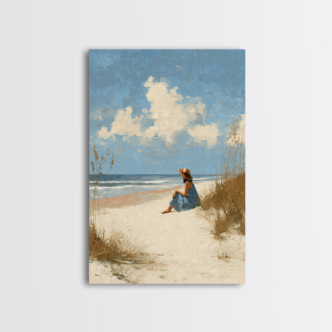 Coastal Beach Figures Canvas Print, Impressionist Art, Gallery Wall Art, Living Room Decor, Oil Painting, Impression, IMP-2x3-99
