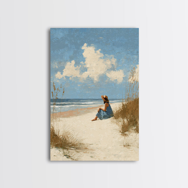 Coastal Beach Figures Canvas Print, Impressionist Art, Gallery Wall Art, Living Room Decor, Oil Painting, Impression, IMP-2x3-99