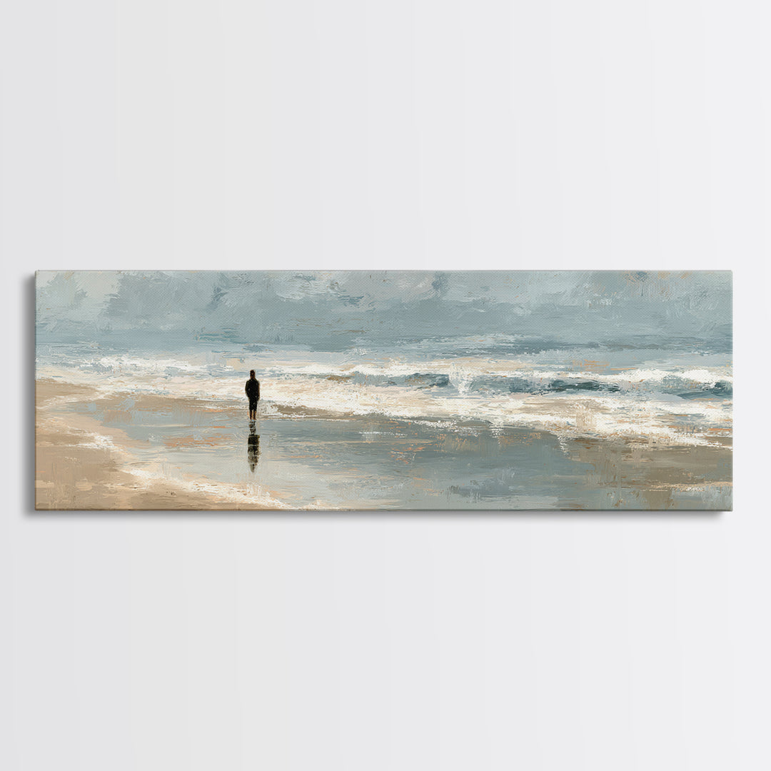 Coastal Beach Figures Canvas Print, Impressionist Art, Floral Print, Living Room Decor, Fine Art, Impression, Contemporary Art, IMP-3x1-11