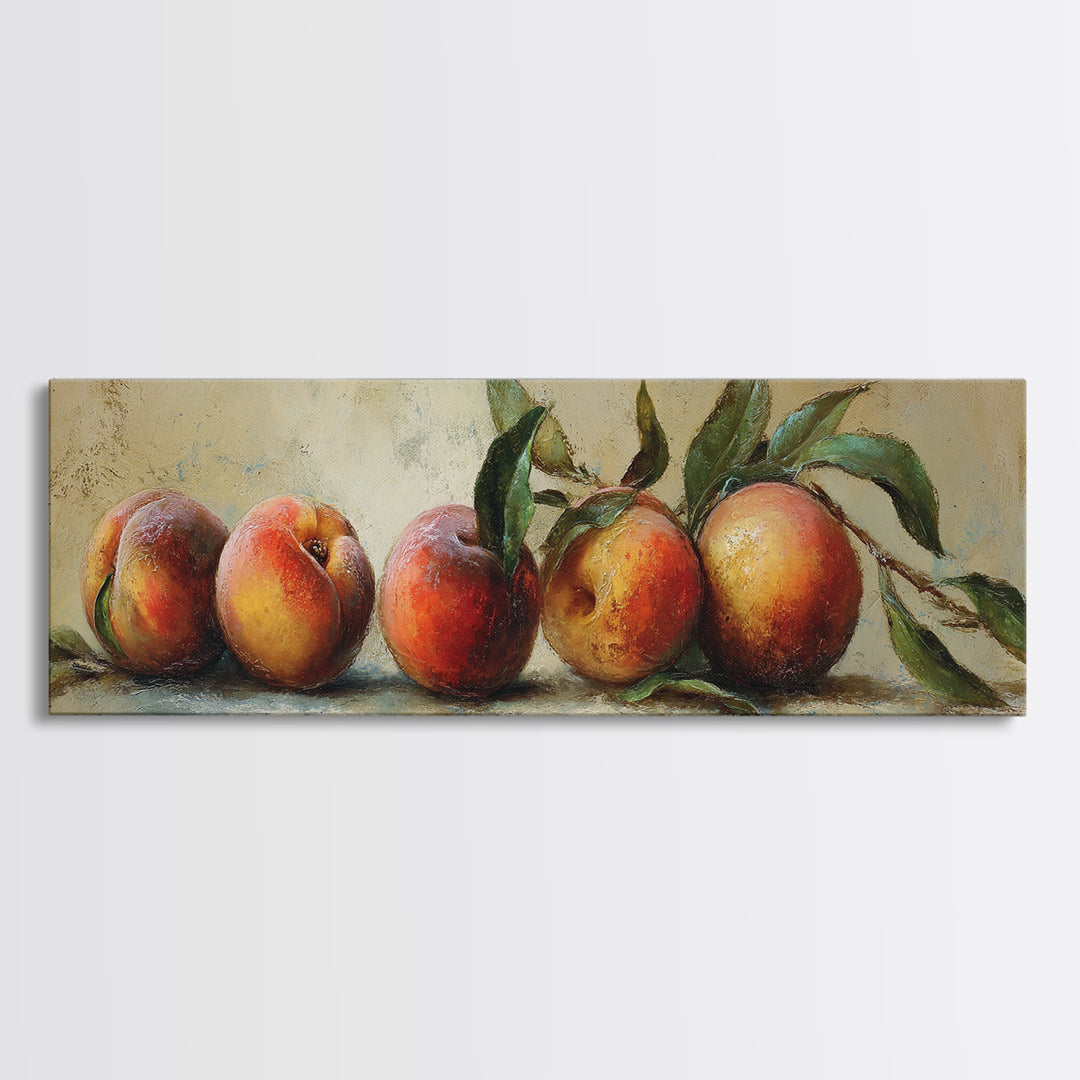 Still Life of Peaches Framed Canvas Print, Impressionist Art, Gallery Decor, Living Room Decor, Fine Art, Impression, IMP-3x1-15
