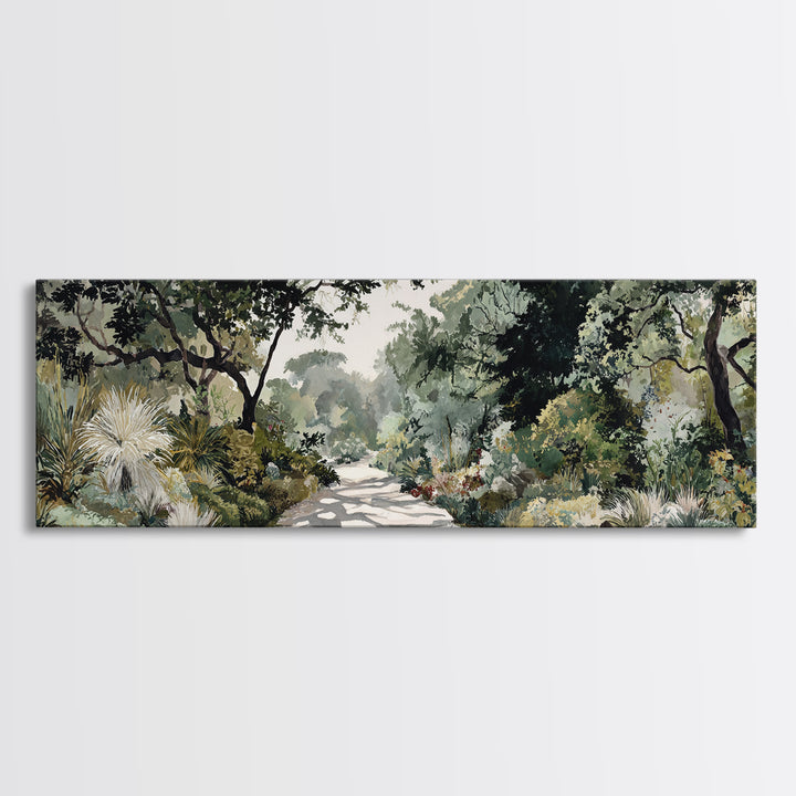Garden Path Covered Framed Canvas Print, Impressionist Art, Living Room Decor, Watercolor Art, Impression, Landscape Art, IMP-3x1-18