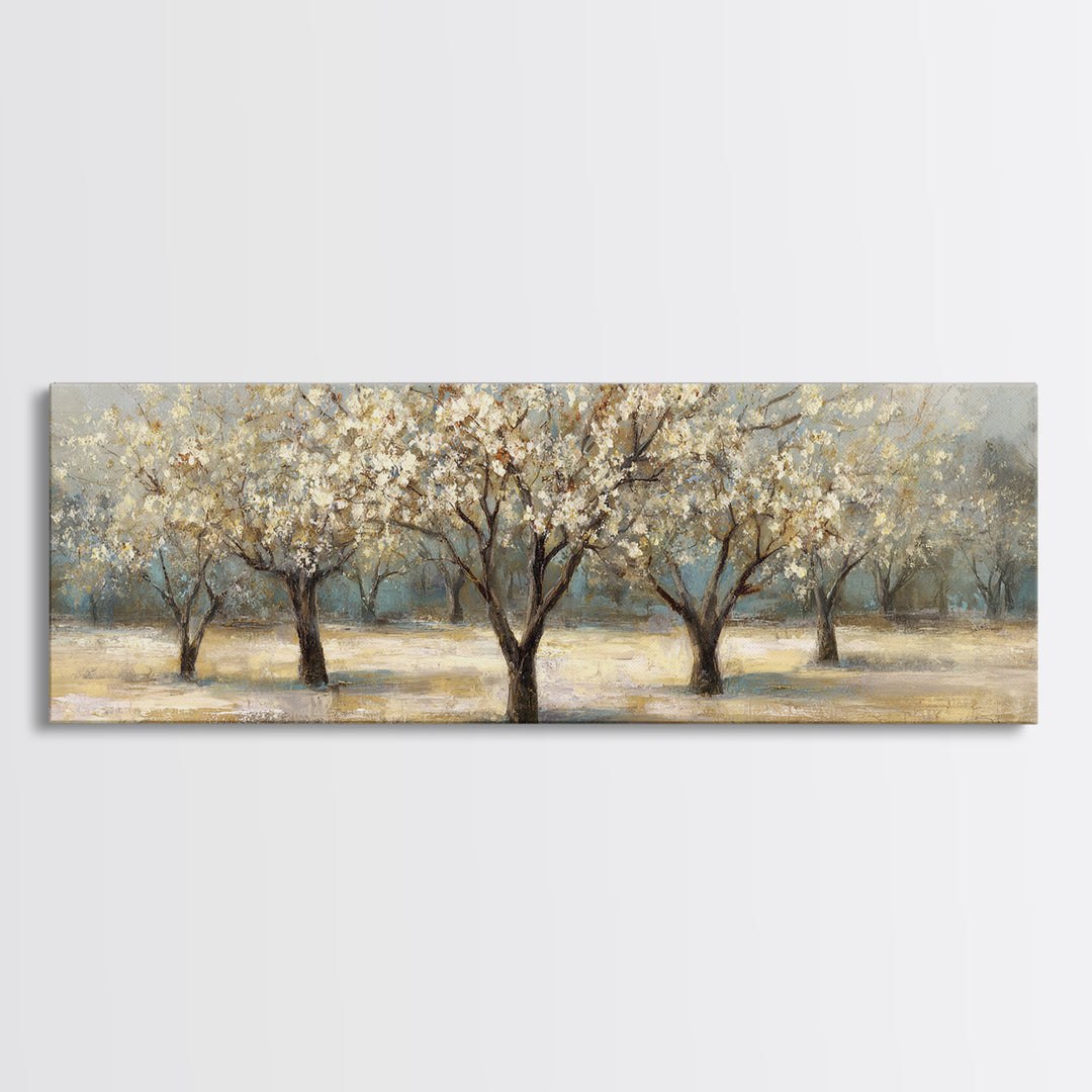 Spring Orchard with Blossoming Trees Canvas Print, Impressionist Art, Living Room Decor, Abstract Art, Impression, IMP-3x1-22