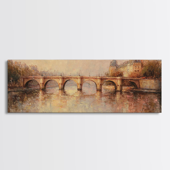 Paris Bridge Reflected Framed Canvas Print, Impressionist Art, Room Decor, Living Room Decor, Fine Art, Impression, IMP-3x1-23
