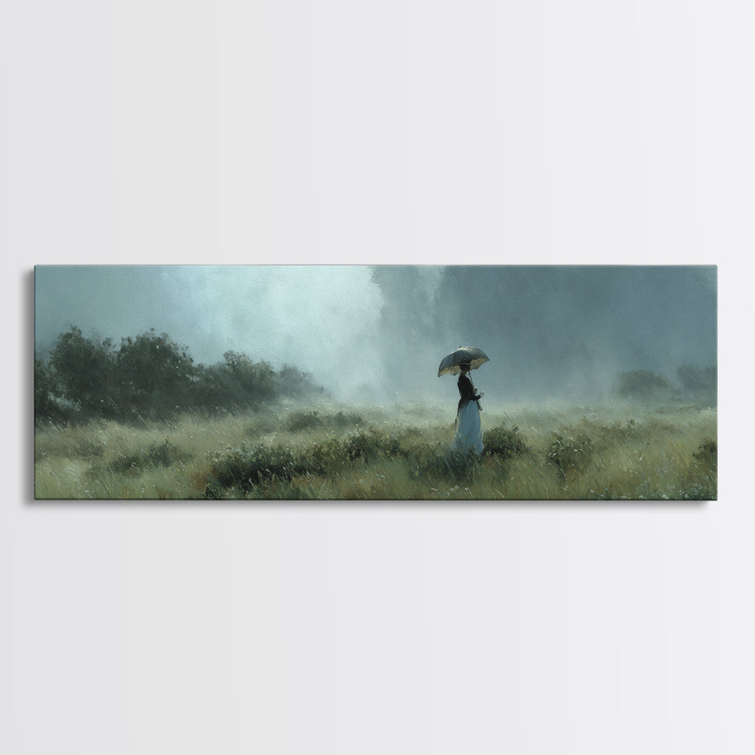 Woman with Parasol in Breezy Meadow Canvas Print, Impressionist Art, Original Painting, Living Room Decor, Fine Art, Impression, IMP-3x1-43