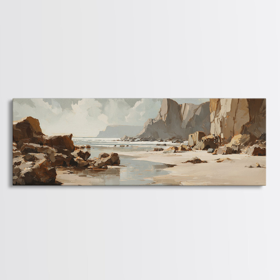 Soft Seaside Cliffs Canvas Print, Impressionist Art, Landscape Wall Art, Living Room Decor, Fine Art, Impression, Luxury Decor, IMP-3x1-45