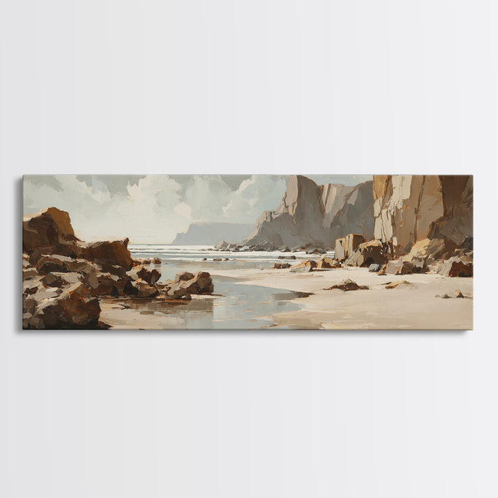 Soft Seaside Cliffs Canvas Print, Impressionist Art, Landscape Wall Art, Living Room Decor, Fine Art, Impression, Luxury Decor, IMP-3x1-45