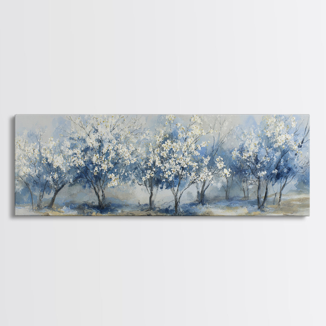 Spring Orchard with Blossoming Trees Canvas Print, Impressionist Art, Abstract Painting, Living Room Decor, Impression, IMP-3x1-46