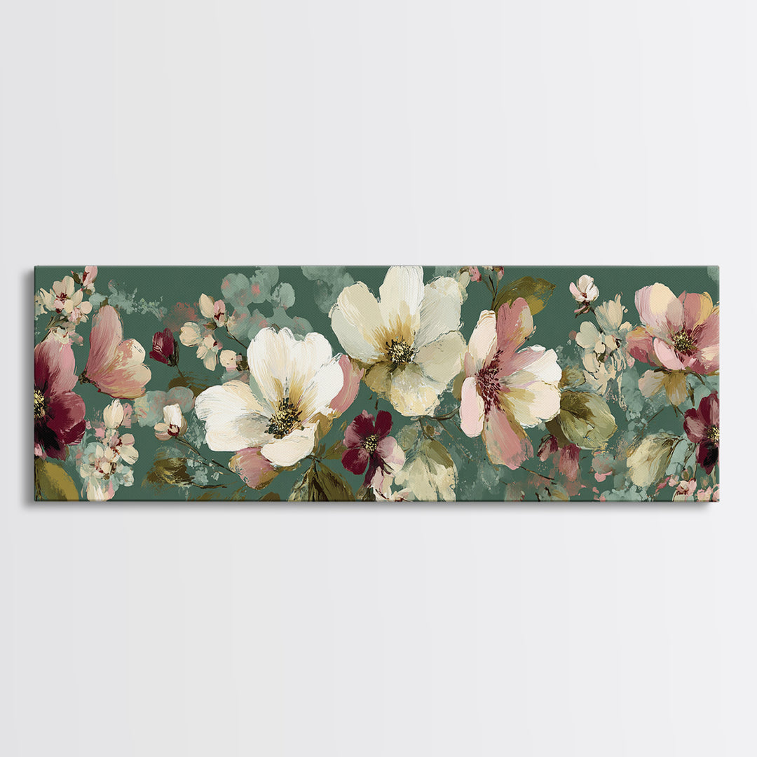 Wildflower Field in Loose Pastel Strokes Canvas Print, Impressionist Art, Textured Painting, Living Room Decor, Impression, IMP-3x1-48
