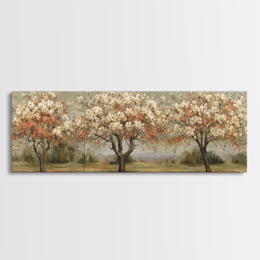 Spring Orchard with Blossoming Trees Canvas Print, Impressionist Art, Wall Art, Living Room Decor, Oil Painting, Impression, IMP-3x1-70