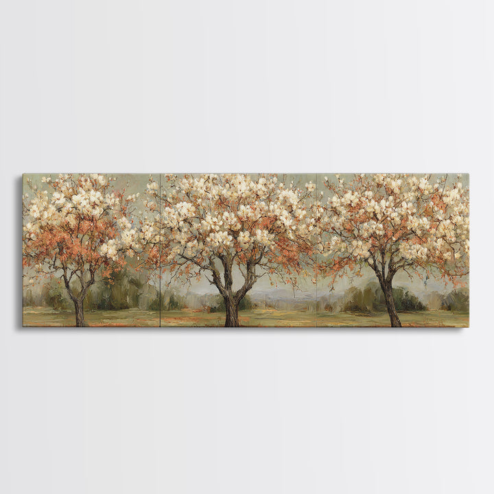 Spring Orchard with Blossoming Trees Canvas Print, Impressionist Art, Wall Art, Living Room Decor, Oil Painting, Impression, IMP-3x1-70