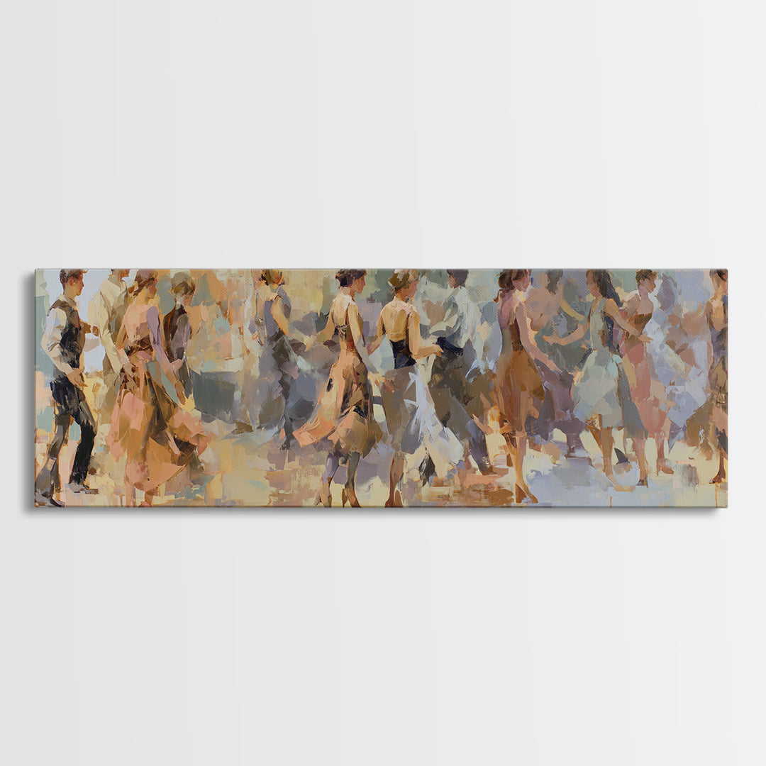 Dancers Suggested by Soft Moving Brushwork Canvas Print, Impressionist Art, Horizontal Wall Art, Living Room Decor, Impression, IMP-3x1-79