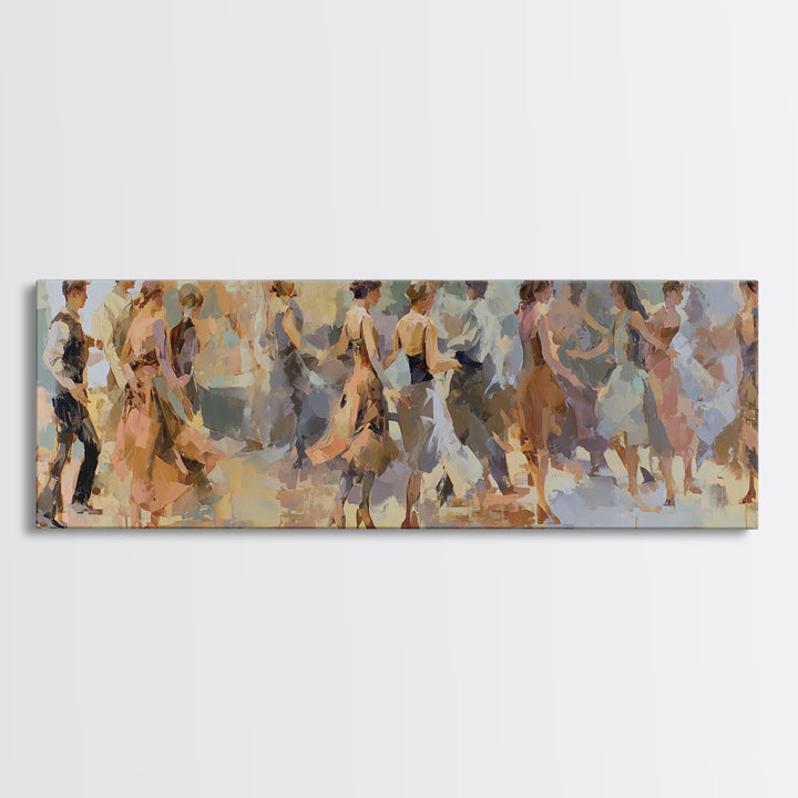 Dancers Suggested by Soft Moving Brushwork Canvas Print, Impressionist Art, Horizontal Wall Art, Living Room Decor, Impression, IMP-3x1-79