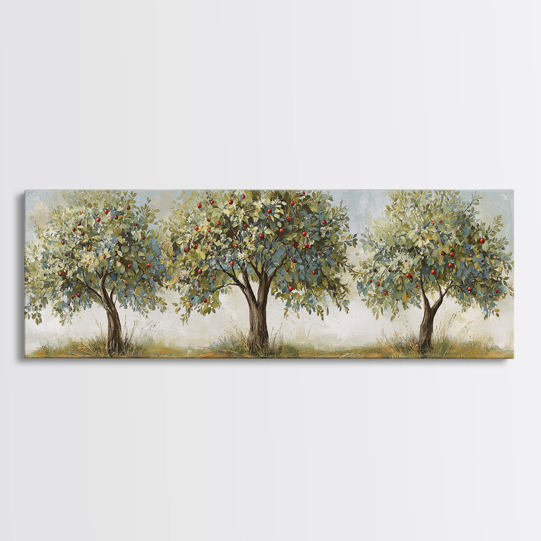 Apple Tree in Summer Orchard Framed Canvas Print, Impressionist Art, Flower Print, Living Room Decor, Fine Art, Impression, IMP-3x1-81