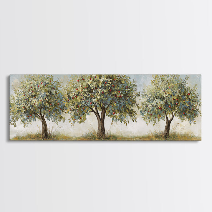 Apple Tree in Summer Orchard Framed Canvas Print, Impressionist Art, Flower Print, Living Room Decor, Fine Art, Impression, IMP-3x1-81