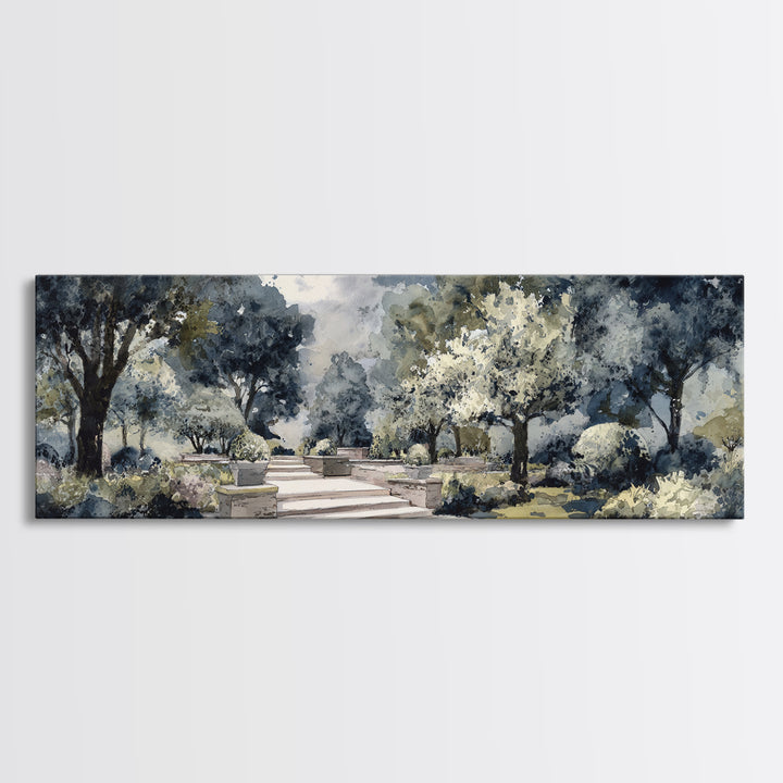 Garden Path Covered Framed Canvas Print, Impressionist Art, Landscape Wall Art, Living Room Decor, Fine Art, Impression, IMP-3x1-90