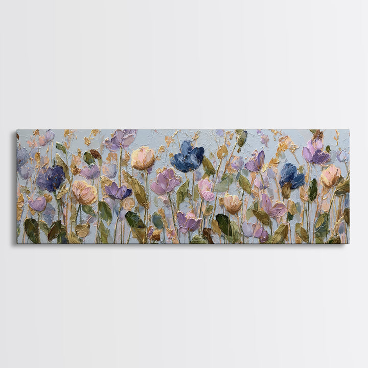 Wildflower Field in Loose Pastel Strokes Canvas Print, Impressionist Art, Textured Painting, Living Room Decor, Impression, IMP-3x1-96