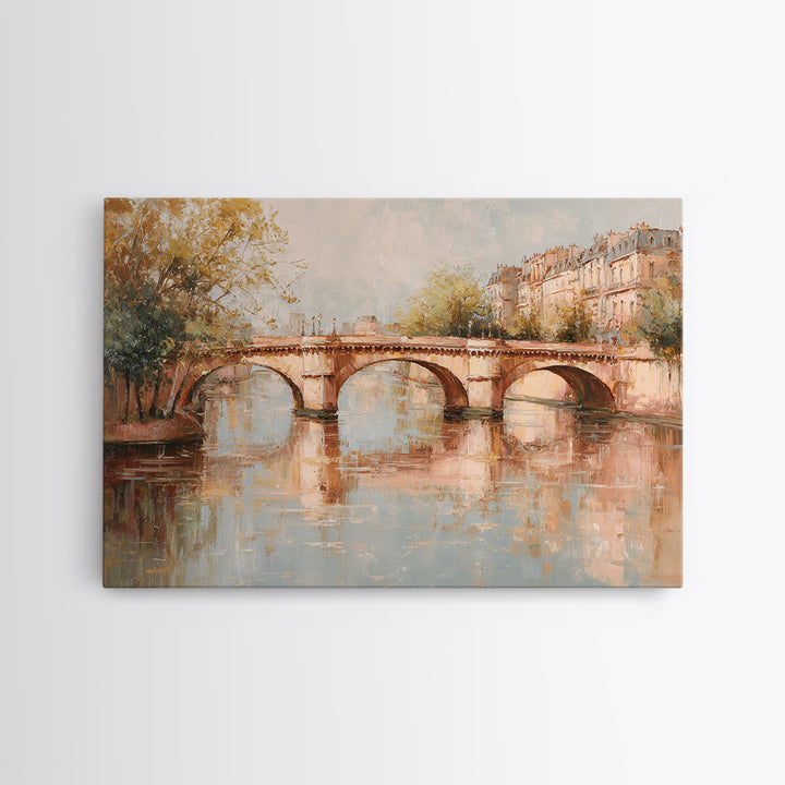 Paris Bridge Reflected Canvas Print, Impressionist Art, Modern Decor, Living Room Decor, Fine Art, Impression, Wall Decor, IMP-3x2-11