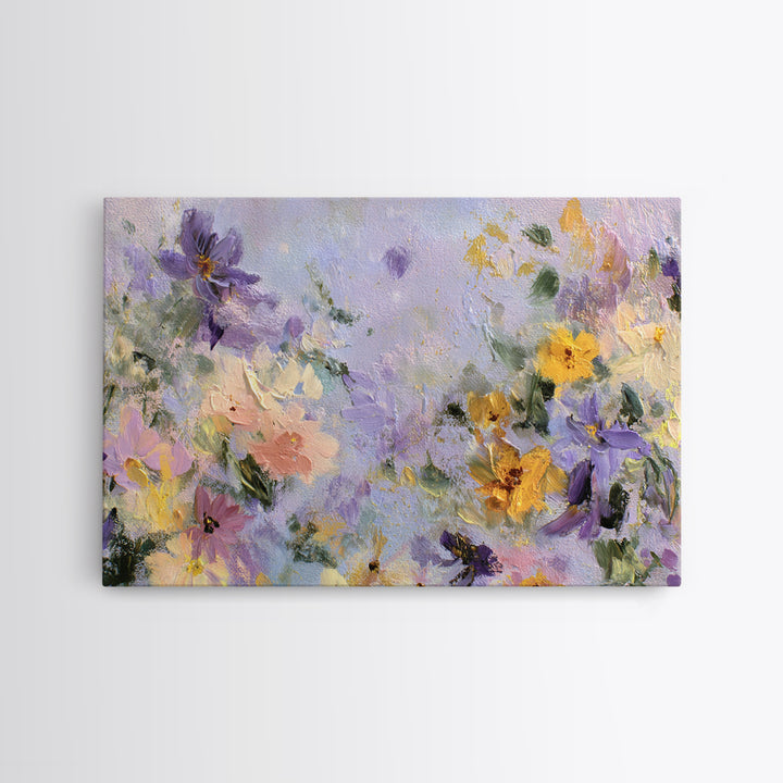 Wildflower Field in Loose Pastel Strokes Canvas Print, Impressionist Art, Modern Art, Living Room Decor, Oil Painting, IMP-3x2-12