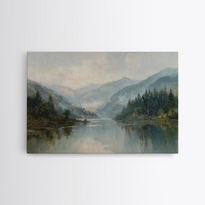 Mountain Lake with Sparkling Reflections Canvas Print, Impressionist Art, Abstract Painting, Living Room Decor, Impression, IMP-3x2-28