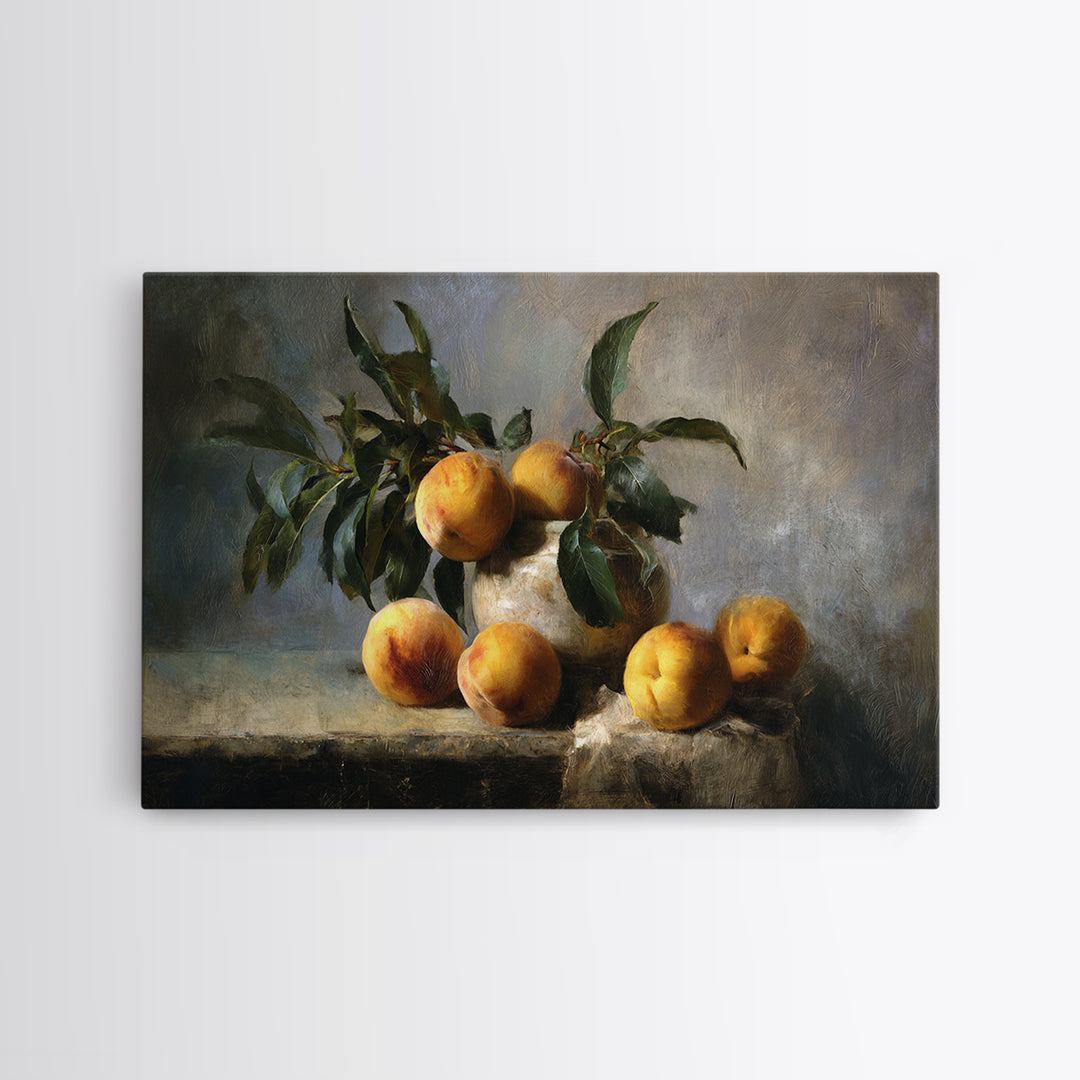 Still Life of Peaches Canvas Print, Impressionist Art, Landscape Wall Art, Living Room Decor, Impression, Luxury Decor, IMP-3x2-3
