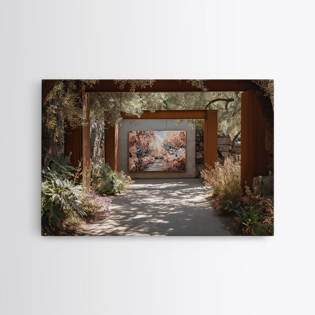 Garden Path Covered Canvas Print, Impressionist Art, Modern Art, Living Room Decor, Oil Painting, Impression, Statement Artwork, IMP-3x2-30