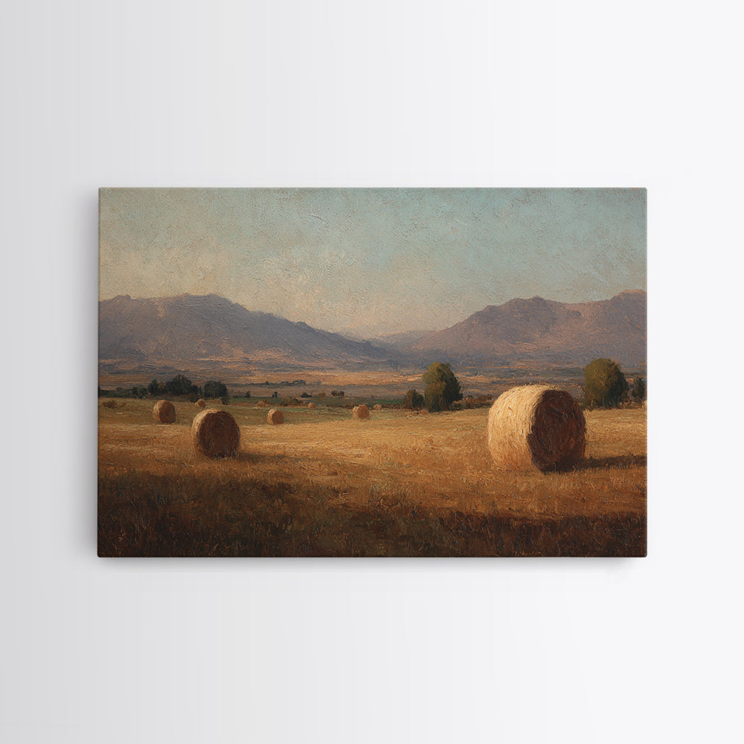 Haystacks Glowing at Golden Hour Canvas Print, Impressionist Art, Colorful Wall Art, Living Room Decor, Fine Art, Impression, IMP-3x2-32