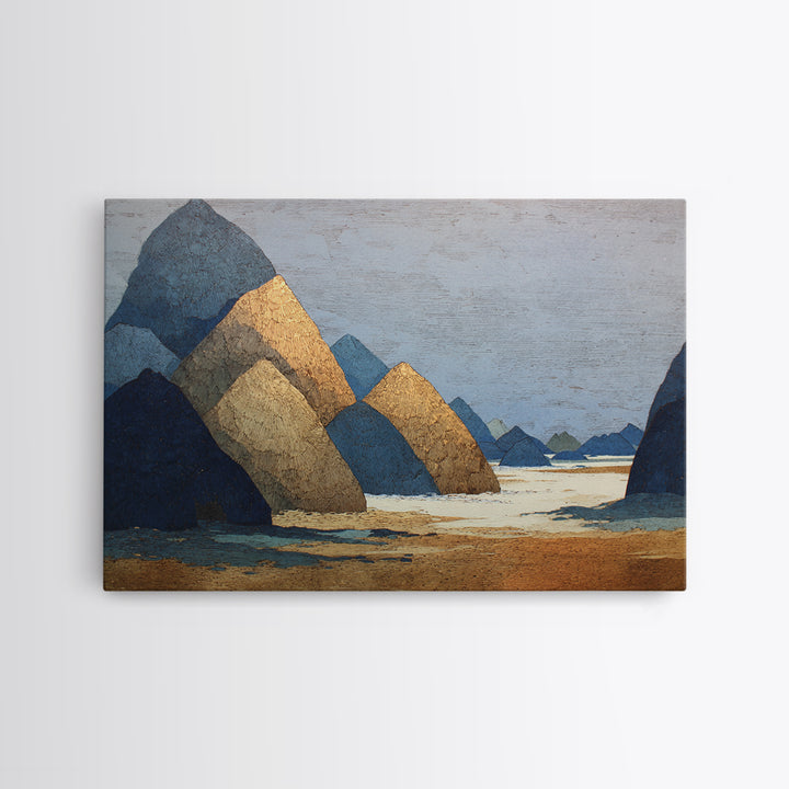 Haystacks Glowing at Golden Hour Canvas Print, Impressionist Art, Room Decor, Living Room Decor, Fine Art, Impression, IMP-3x2-56