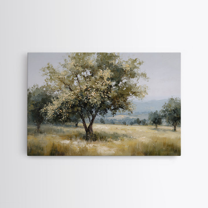 Apple Tree in Summer Orchard Framed Canvas Print, Impressionist Art, Gallery Decor, Living Room Decor, Fine Art, Impression, IMP-3x2-69