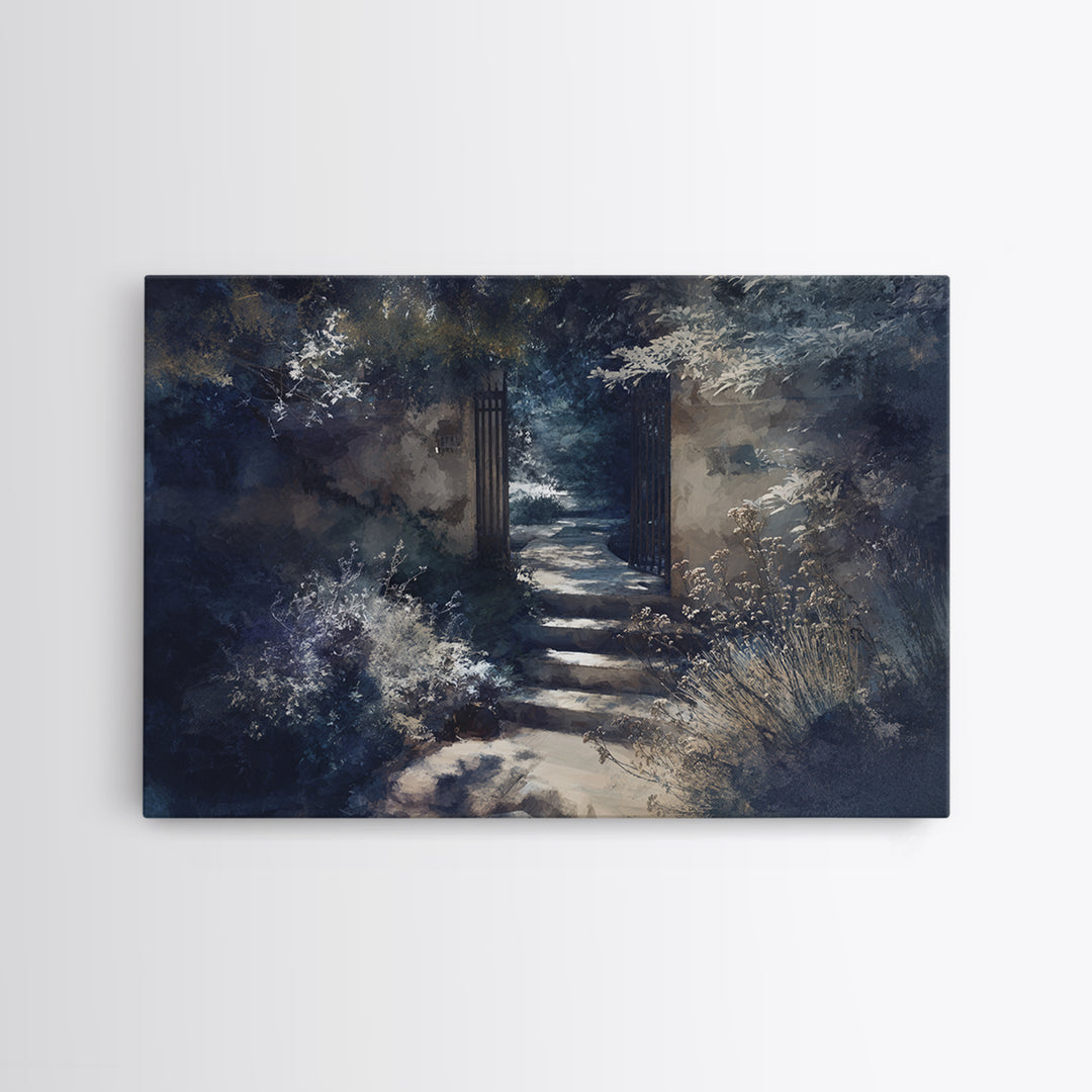 Garden Path Covered Framed Canvas Print, Impressionist Art, Flower Print, Living Room Decor, Watercolor Art, Impression, IMP-3x2-78