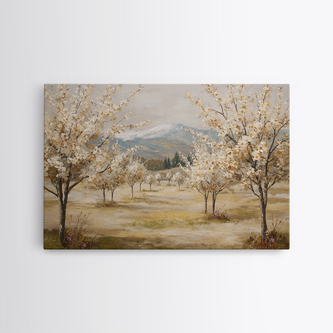 Spring Orchard with Blossoming Trees Canvas Print, Impressionist Art, Living Room Art, Living Room Decor, Impression, IMP-3x2-82
