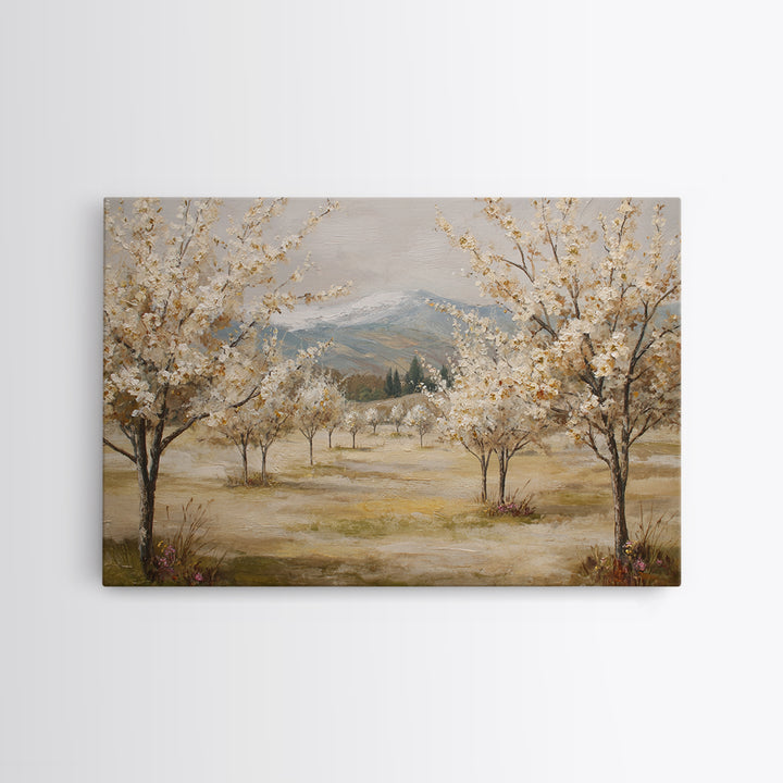 Spring Orchard with Blossoming Trees Canvas Print, Impressionist Art, Living Room Art, Living Room Decor, Impression, IMP-3x2-82