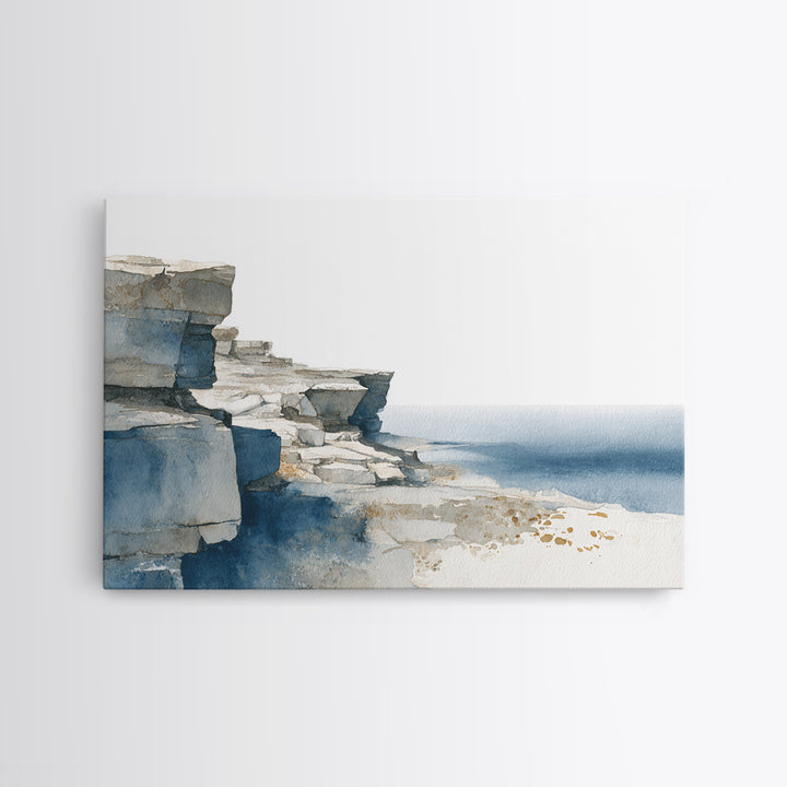 Soft Seaside Cliffs Framed Canvas Print, Impressionist Art, Modern Art, Living Room Decor, Impression, Statement Artwork, IMP-3x2-9