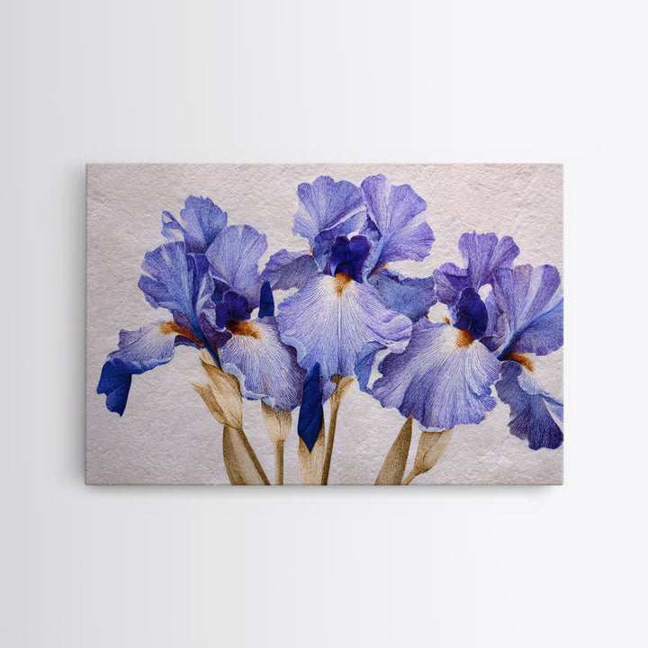 Iris Garden with Blue Violet Strokes Canvas Print, Impressionist Art, Printable Wall Art, Living Room Decor, Impression, IMP-3x2-96