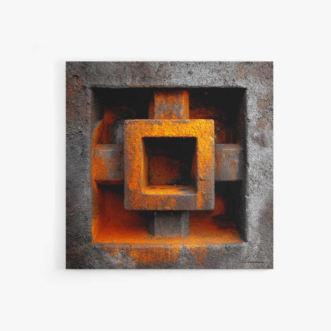 Abstract Smoke and Steel Shapes Framed Canvas Print, Industrial Art, Living Room Art, Living Room Decor, Abstract Art, Foundry, IND-1x1-24