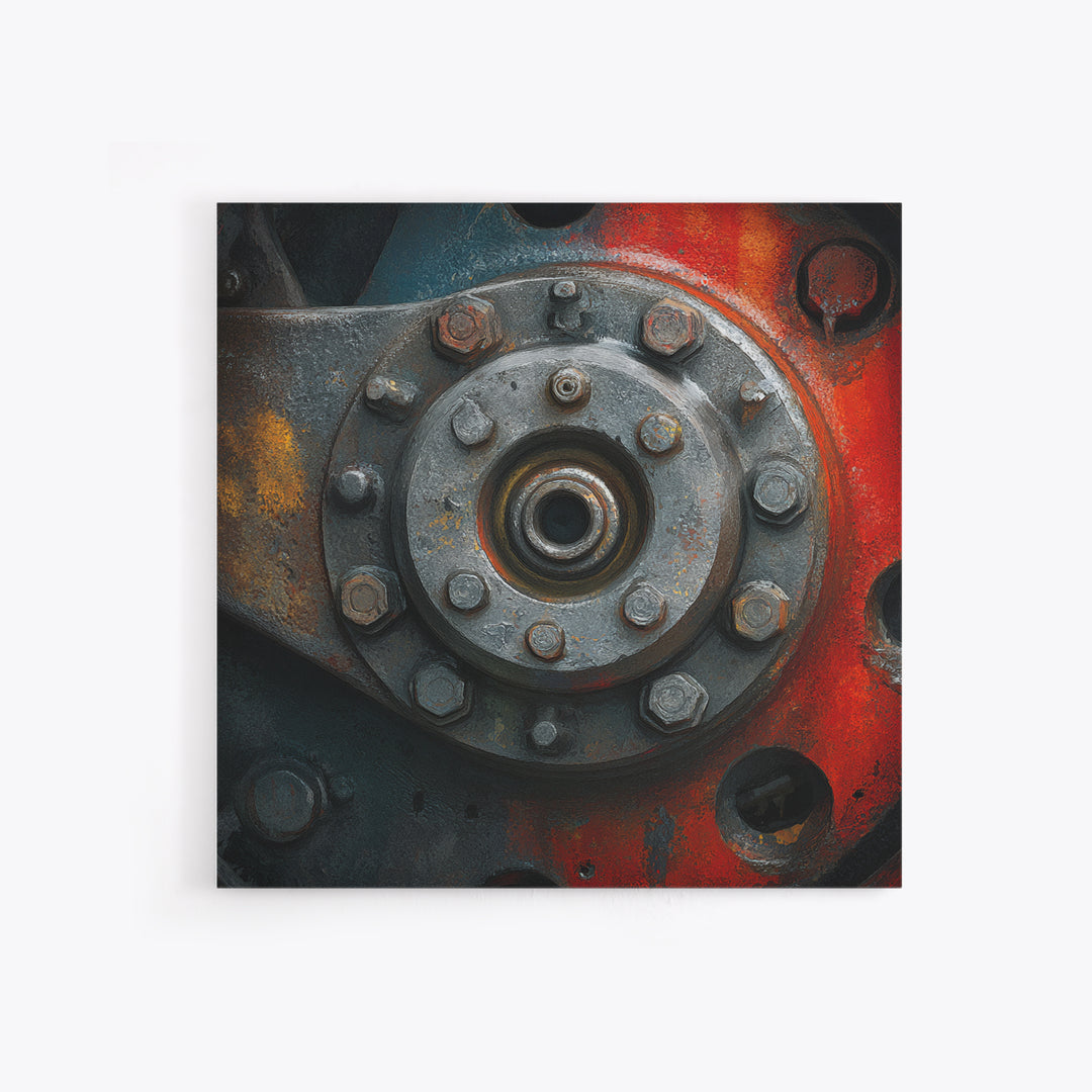 Steam Locomotive Wheel Closeup Canvas Print, Industrial Art, Modern Decor, Living Room Decor, Oil Painting, Foundry, Wall Decor, IND-1x1-30